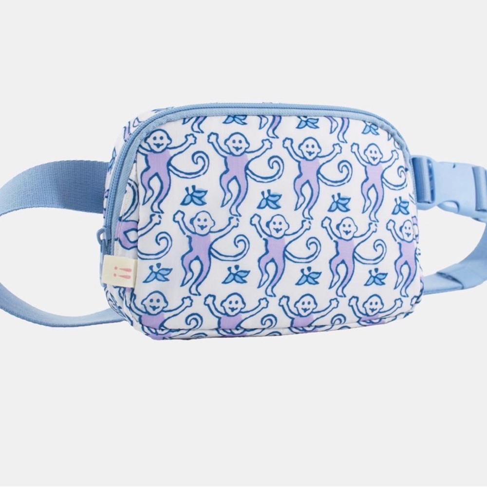 Roller Rabbit Monkey Belt Bag Lavender Blue and White Monkey Print Belt Bag BNWT